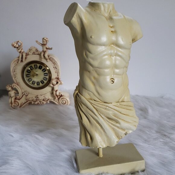 Vintage Other - Vintage Roman Greek AM Authentic Models Roman Male Torso Statue Antiqued Ivory